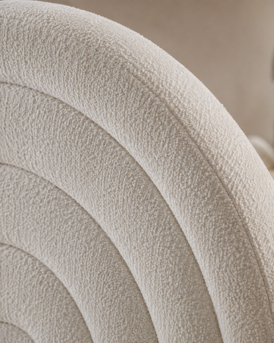 Tetbury — off-white bouclé ottoman bed with an arched headboard (view 8)