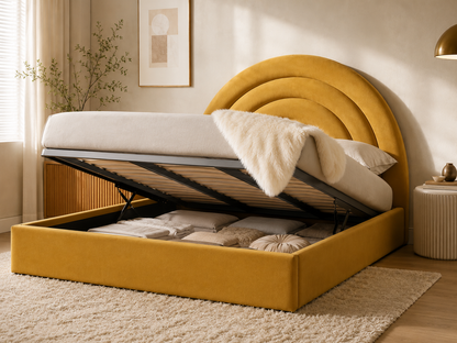 Tetbury — mustard velvet ottoman bed with an arched headboard (view 6)