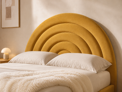 Tetbury — mustard velvet ottoman bed with an arched headboard (view 7)