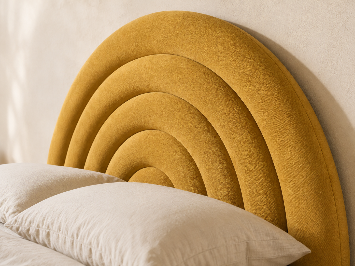 Tetbury — mustard velvet ottoman bed with an arched headboard (view 8)