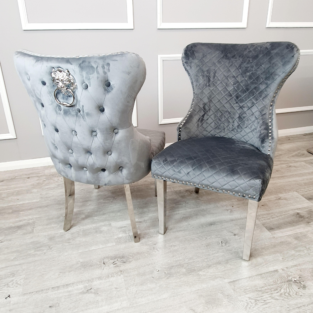 Chelsea Dining Chair with Lion Knocker & Buttoned Back