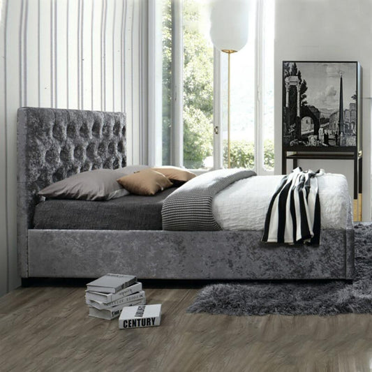 Chesterfield Velvet Sleigh Bed Set