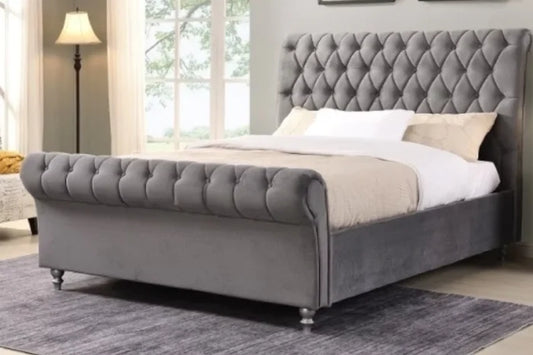 Chicago Sleigh Bed Frame With Scroll Footboard
