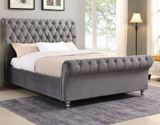 Chicago Sleigh Bed Frame With Scroll Footboard