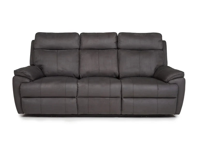 Continental Electric Reclining Grey Fabric Suede Sofas – view 3