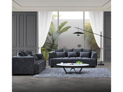 Gramercy Sofa In Steel Velvet 3 seater