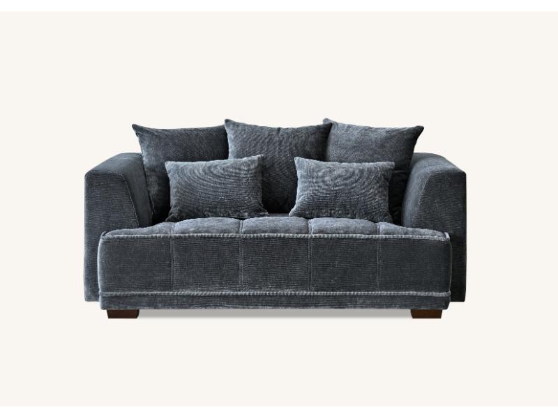 Gramercy Sofa In Steel Velvet 3 seater