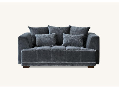 Gramercy Sofa In Steel Velvet 3 seater