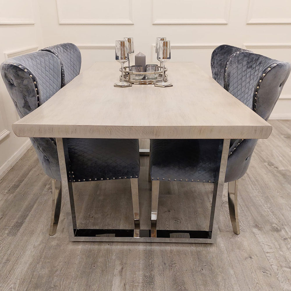 Freya 1.8m Dining Table Solid Light Pine wood with Metal Legs