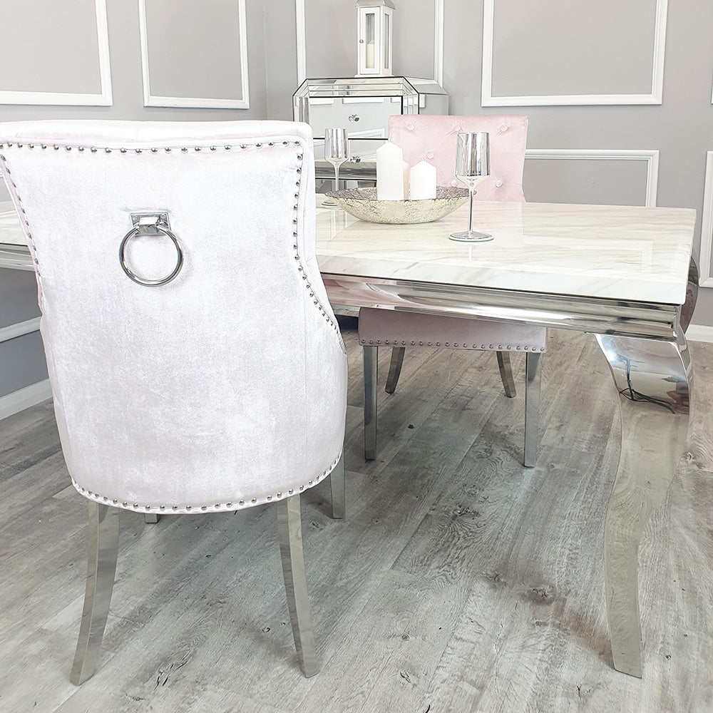 Duke Dinning Chair – Plain Back With Chrome Knocker & Straight Legs