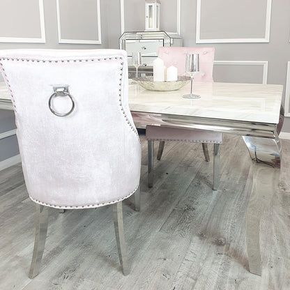 Duke Dinning Chair – Plain Back With Chrome Knocker & Straight Legs