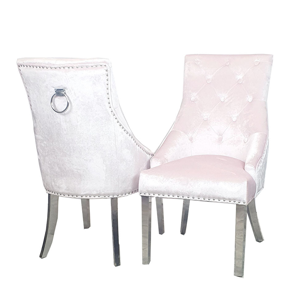 Duke Dinning Chair – Plain Back With Chrome Knocker & Straight Legs