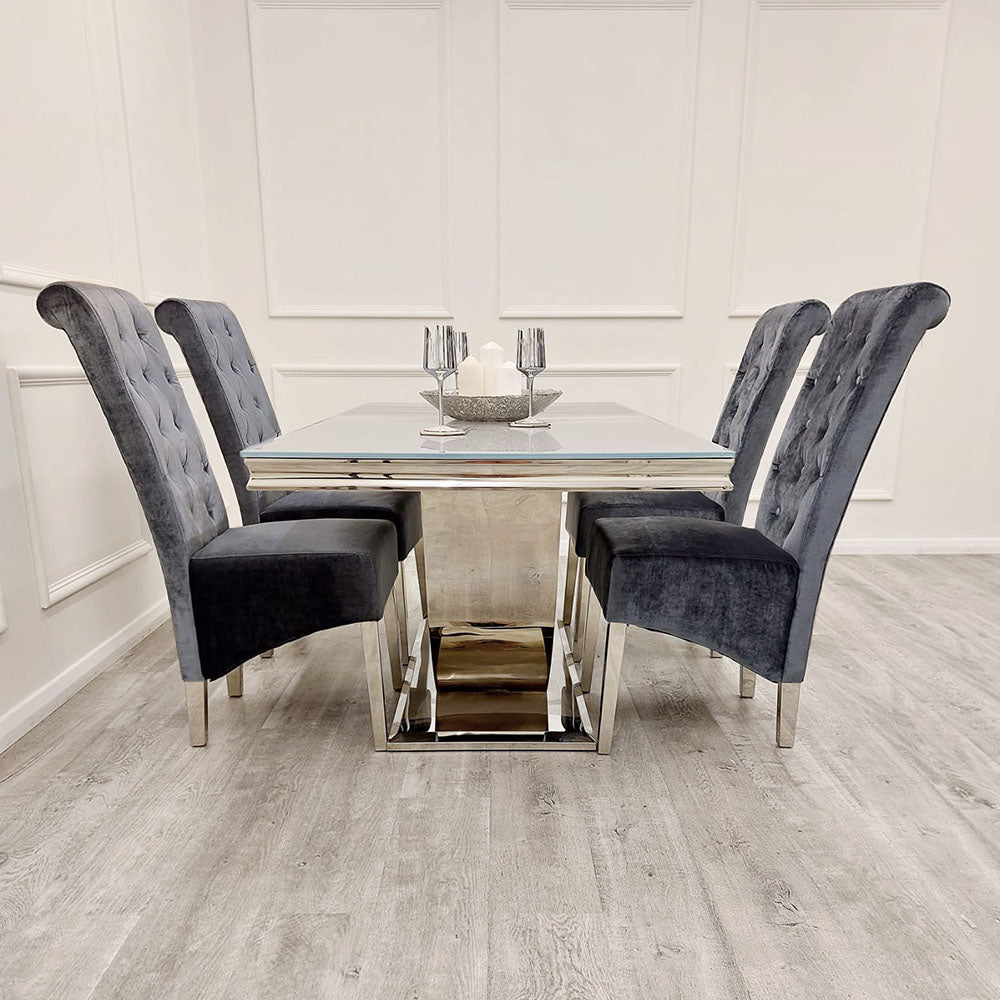 Louis Chrome 1.8m Dinning Table Set