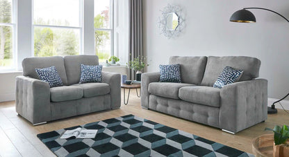 Elegance Handmade Cozy Buttoned Bottom Grey Fabric Sofa – view 3