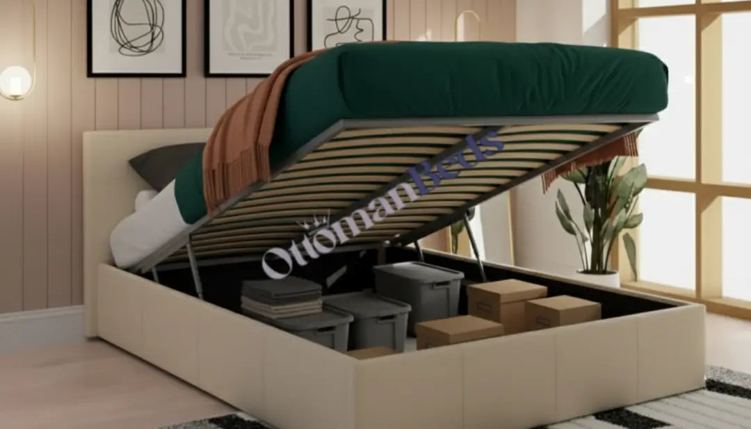 Emilie Signature Soft Cream Ribbed Ottoman Bed