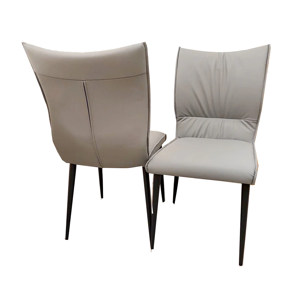 Flora Leather Dining Chair – Ruched Back & Black Scandinavian Legs