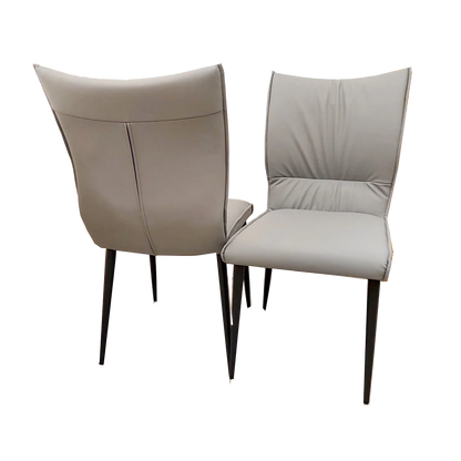 Flora Leather Dining Chair – Ruched Back & Black Scandinavian Legs