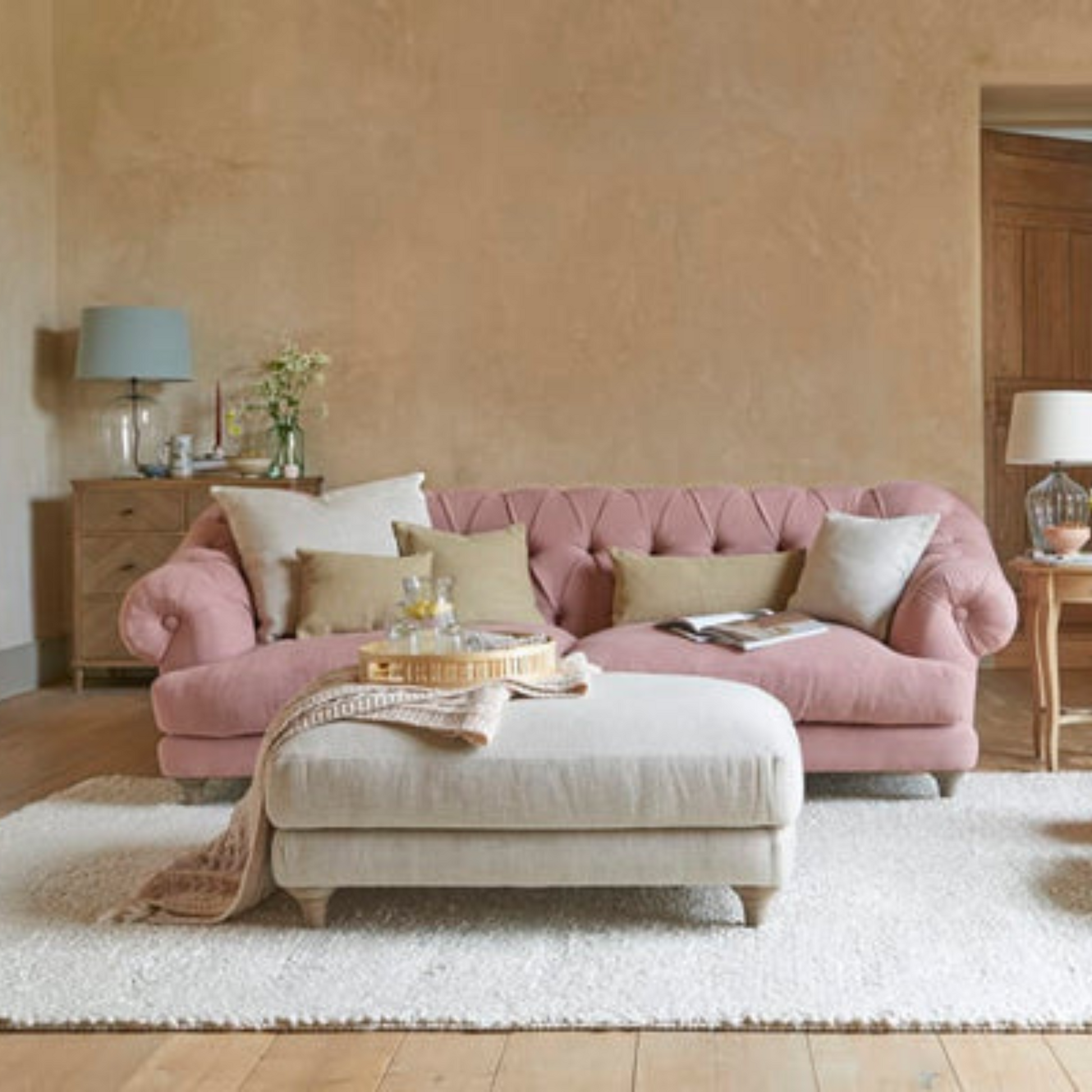 Upholstered Sugarloaf Footstool with Wooden Legs