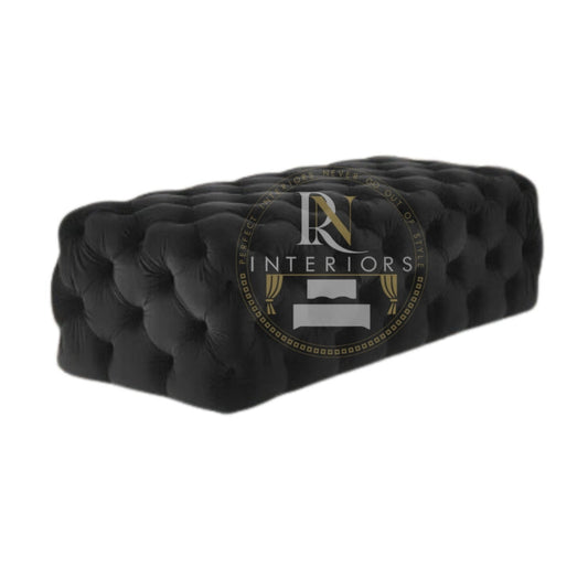 Chesterfield Velvet Modern Footstool Upholstered Tufted Ottoman Bench