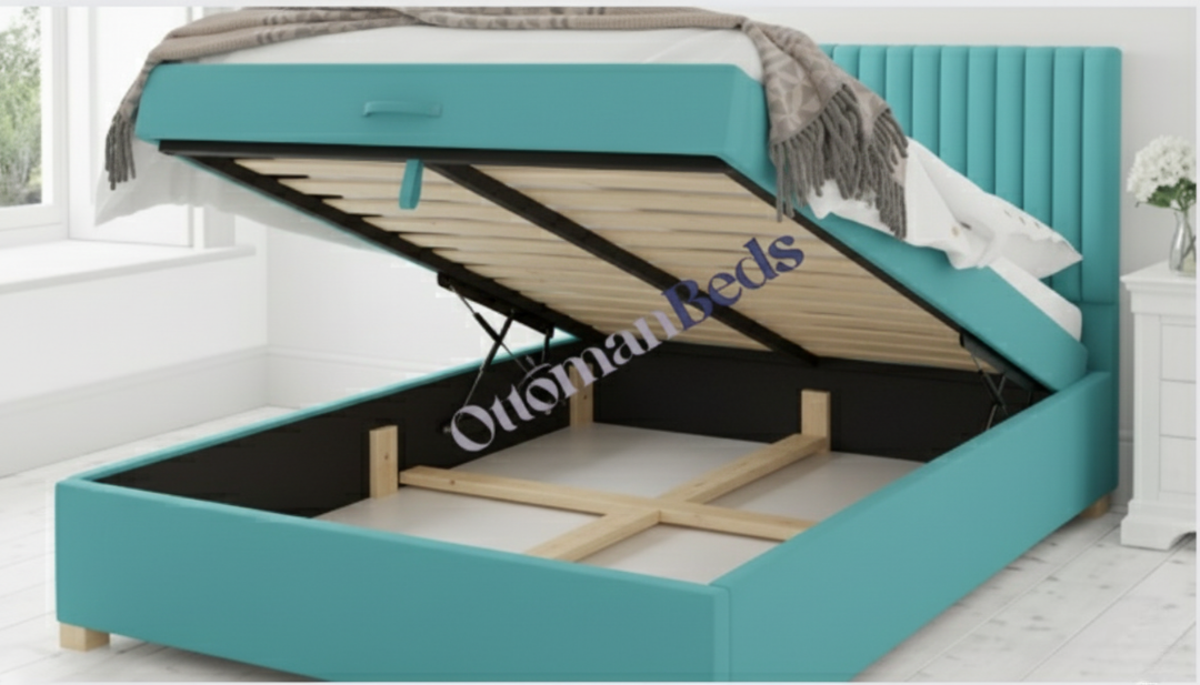 Levisham Ottoman Plush Velvet Blush Bed Frame Only