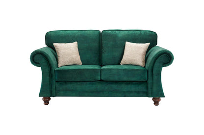 Genoa Handmade Sofas In Milano Emerald Green Fabric With Turned Wooden Legs