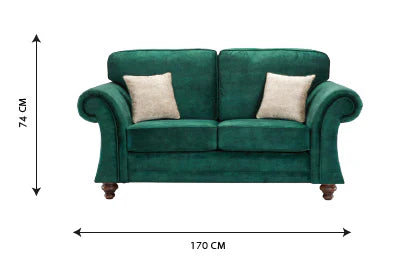 Genoa Handmade Sofas In Milano Emerald Green Fabric With Turned Wooden Legs – view 5