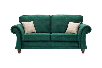Genoa Handmade Sofas In Milano Emerald Green Fabric With Turned Wooden Legs
