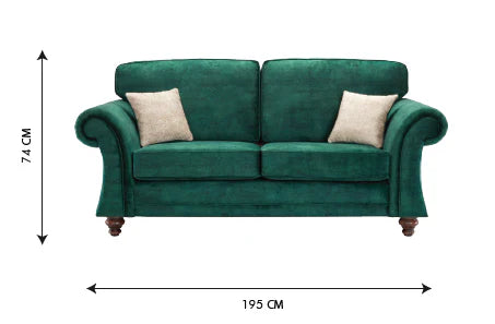 Genoa Handmade Sofas In Milano Emerald Green Fabric With Turned Wooden Legs – view 7