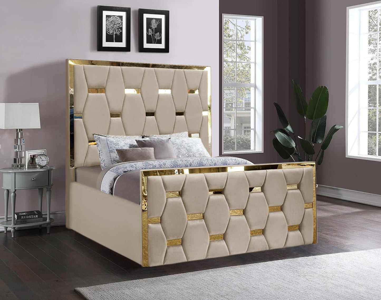 Golden stripes pyramid bed frame – view 6