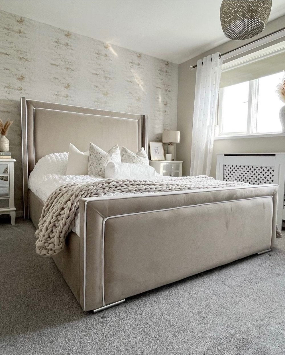 Lorenzo Plush Fabric Bed Frame