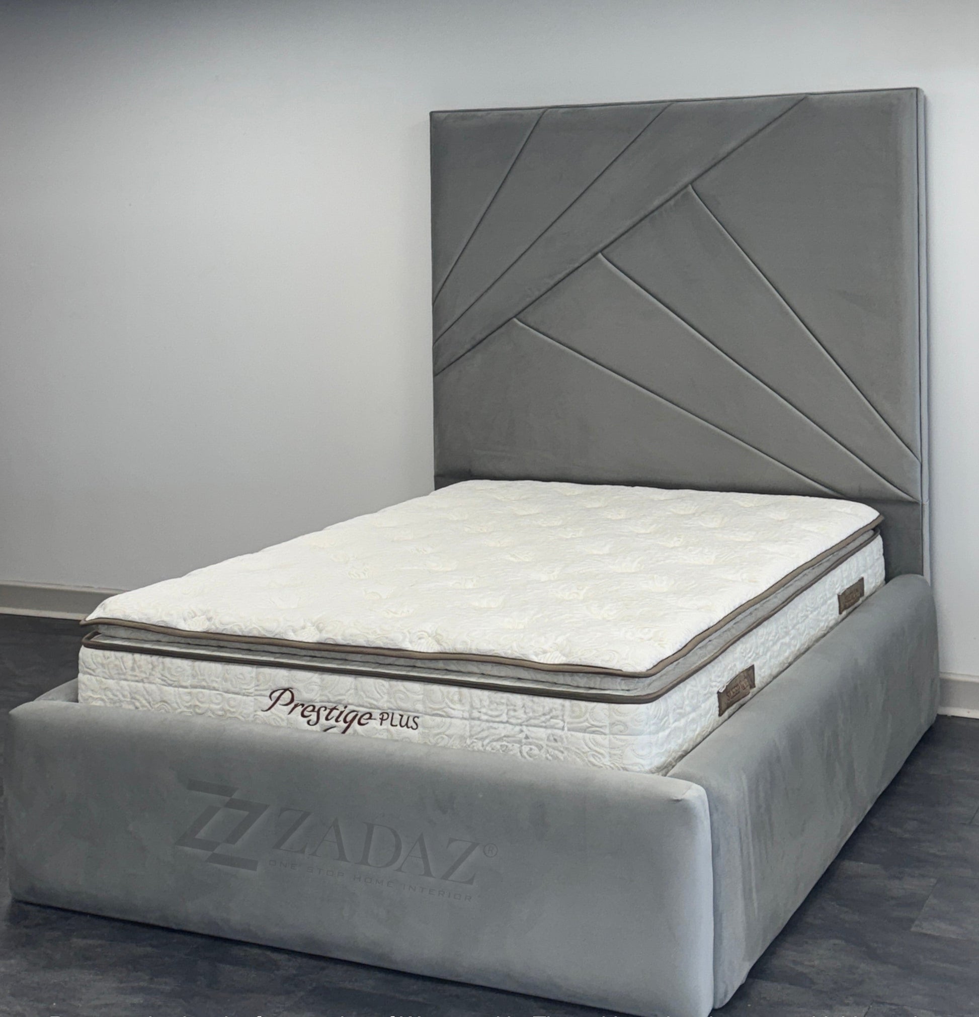 Silver Geometric Luxe Bed