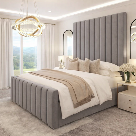 Luxe Line Upholstered Tall Headboard Bed