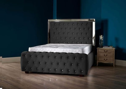 Silver Striped Super King Bed Frame