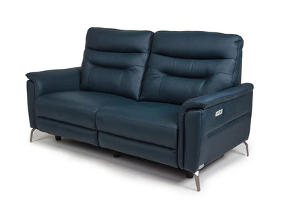 Megan Original Reclining Navy Blue Real Leather Sofas – view 9