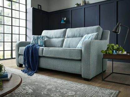 Parma Handmade Plush Monaco Grey Real Fabric Sofa With Steel Legs