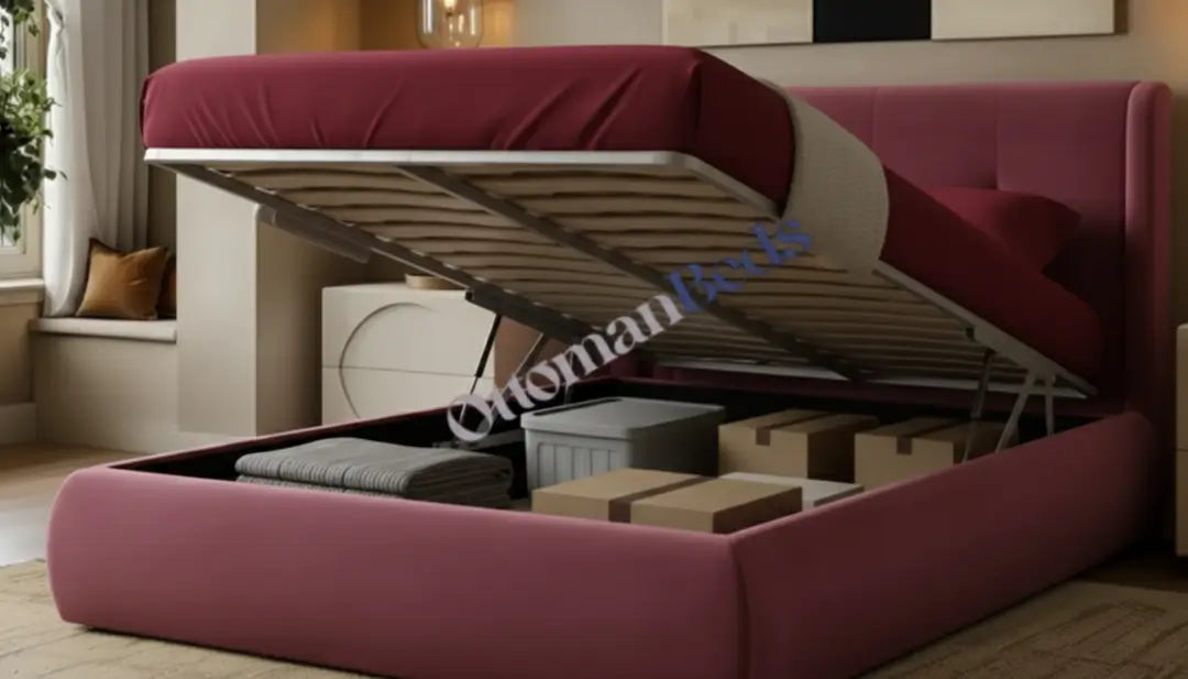 Monte Royale Pink Winged Ottoman Storage Bed