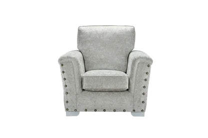 Nebraska Bespoke Grey Fabric Studded With Chrome Feet Sofa For Elderly – view 4