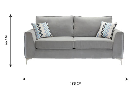 Parma Handmade Plush Monaco Grey Real Fabric Sofa With Steel Legs – view 5