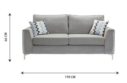 Parma Handmade Plush Monaco Grey Real Fabric Sofa With Steel Legs – view 5