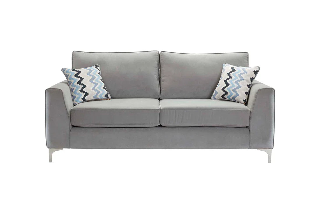 Parma Handmade Plush Monaco Grey Real Fabric Sofa With Steel Legs – view 3