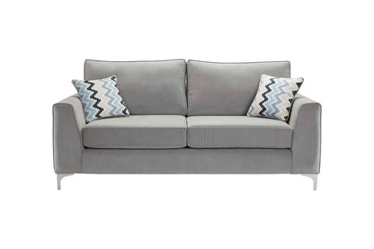 Parma Handmade Plush Monaco Grey Real Fabric Sofa With Steel Legs – view 3