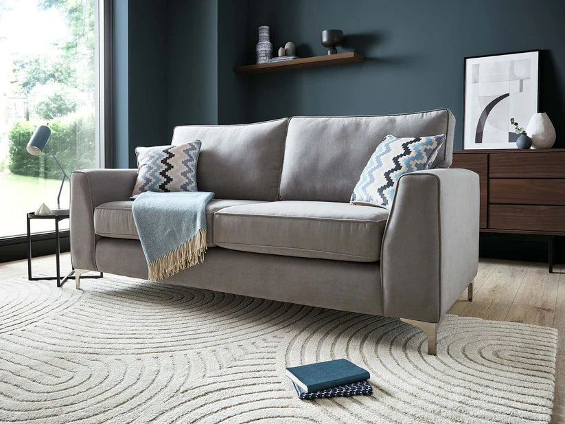 Parma Handmade Plush Monaco Grey Real Fabric Sofa With Steel Legs – view 2