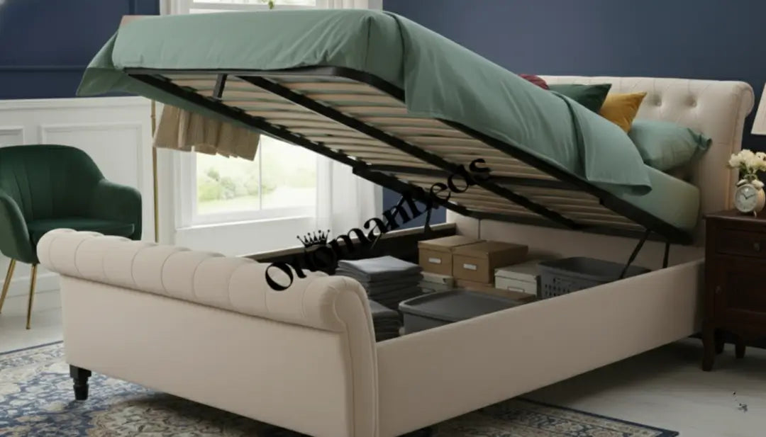 Richmond Elegance Soft Cream Fabric Ottoman Bed