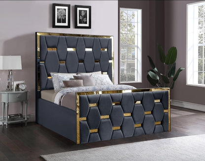 Golden stripes pyramid bed frame