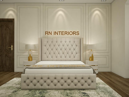 Single Bed Frame - Wingback Plush Velvet Bed Frame