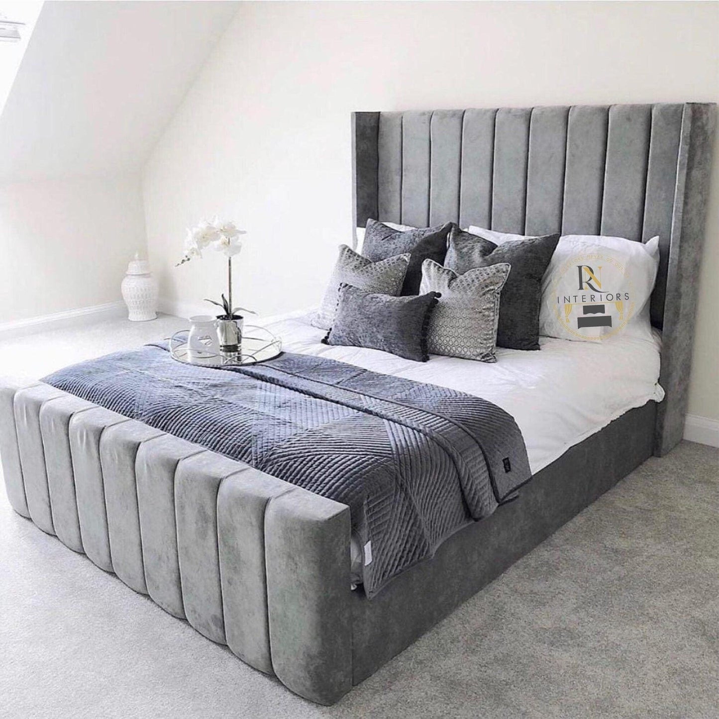 Wing Panel Sleigh Solid Wood Bed Frame