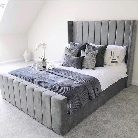 Wing Panel Sleigh Solid Wood Bed Frame