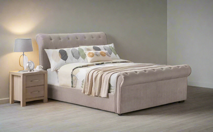 Colorado Sleigh Bed Frame With Wooden Legs
