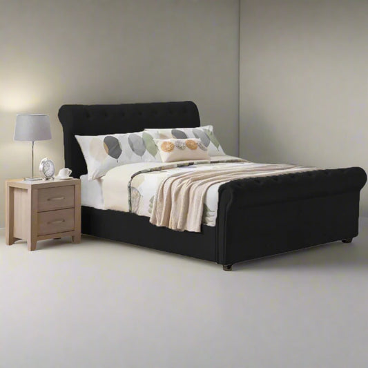 Colorado Sleigh Bed Frame With Wooden Legs