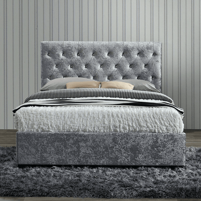 Chesterfield Velvet Sleigh Bed Set